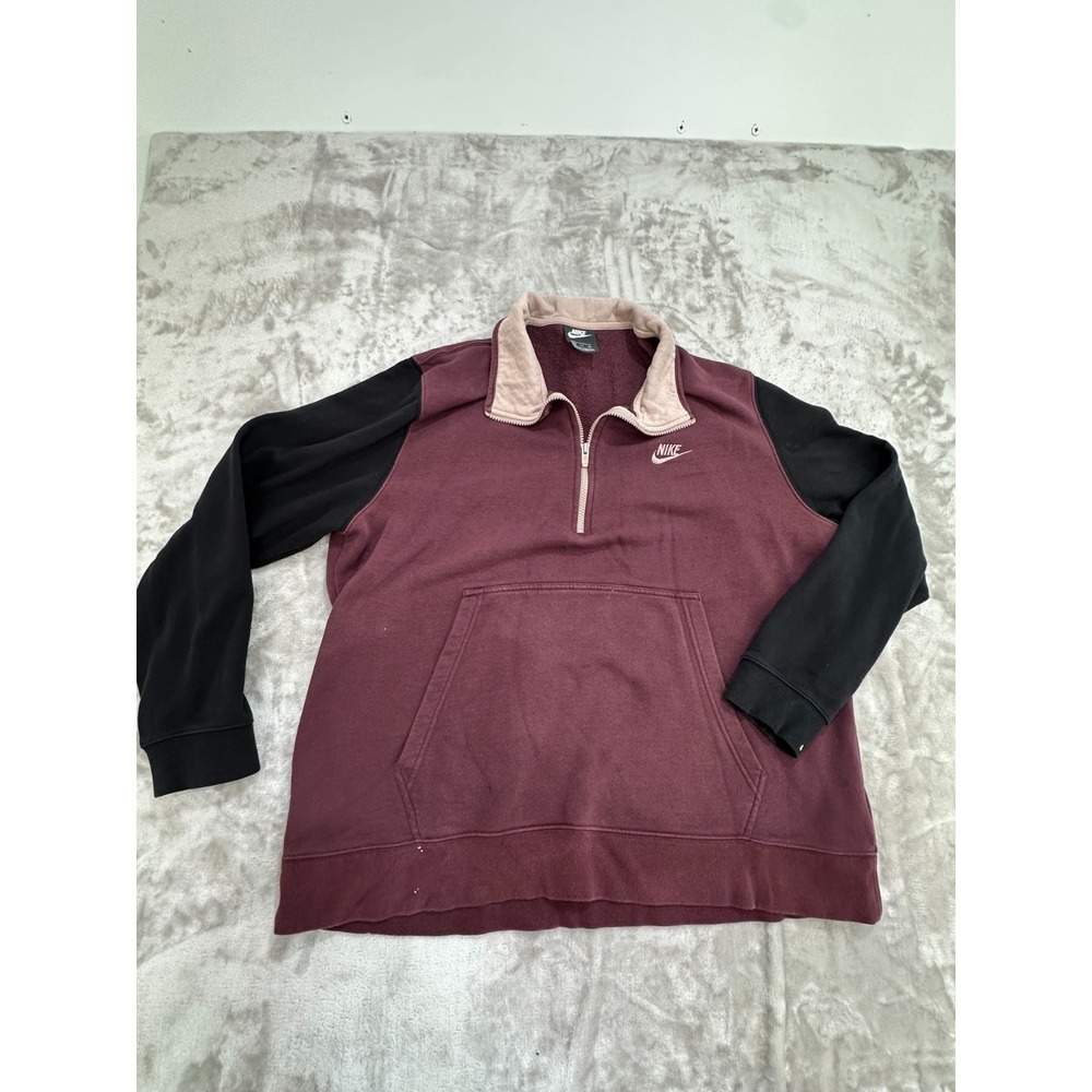 Nike Collared Sweatshirt Men's Size 2XL Maroon Black 1/4 Zip Long Sleeve Collar